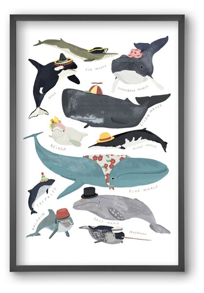Whales in hats - falikép keretben | artbridge