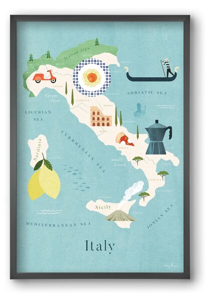 Italy Map - falikép keretben | artbridge