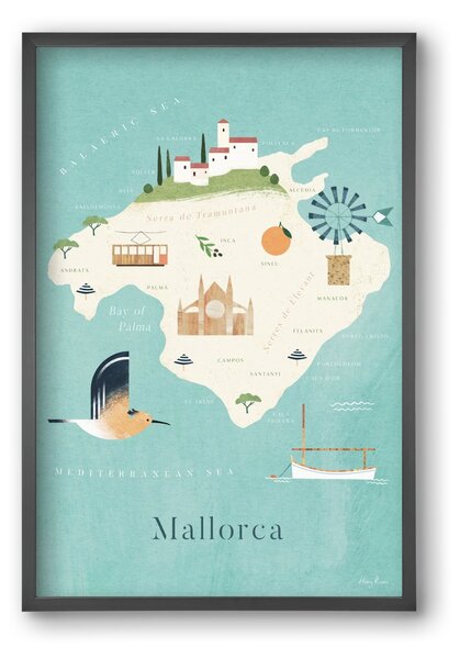 Mallorca Map - falikép keretben | artbridge