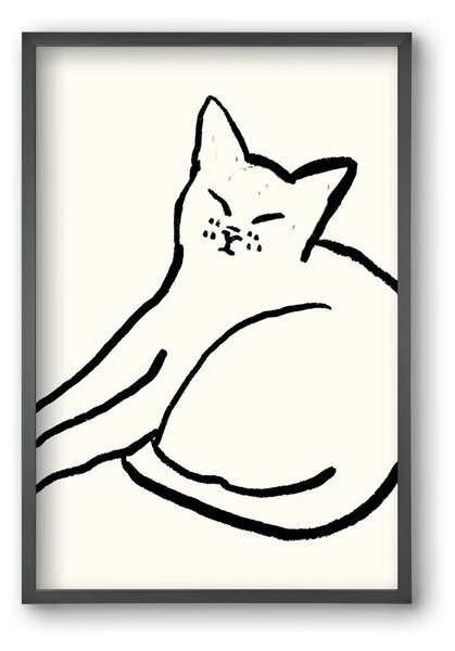 Good Morning Monochrome Cat - falikép keretben | artbridge