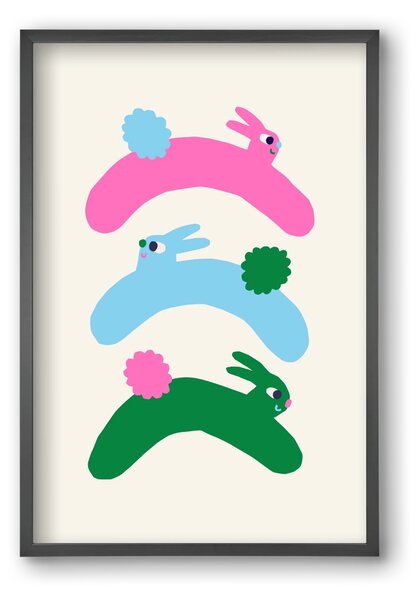 Colourful Bunnies - falikép keretben | artbridge