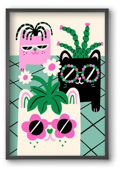 Cat Pots - falikép keretben | artbridge