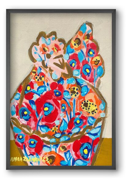 Mama Hen in poppies - falikép keretben | artbridge