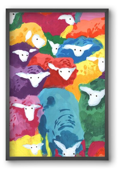 Colorful Sheep Cocktail - falikép keretben | artbridge