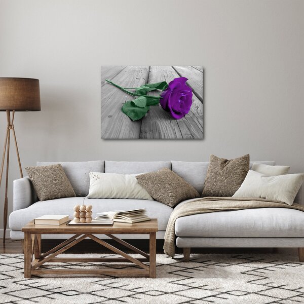 Kép - Lila rózsa zöld szárral (70x50 cm)