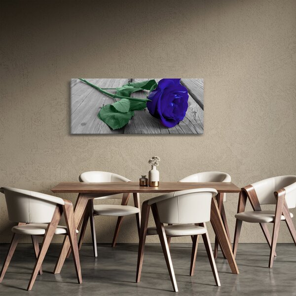 Kép - Kék rózsa zöld szárral (120x50 cm)