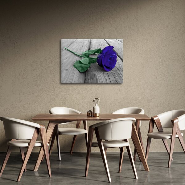 Kép - Kék rózsa zöld szárral (70x50 cm)
