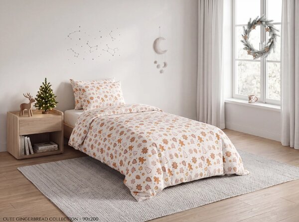 Pamut ágynemű GINGERBREAD JOY bézs Ágyneműhuzat mérete: 70 x 90 cm | 140 x 220 cm