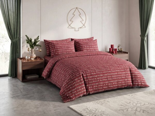 Pamut ágynemű BURGUNDY FÁK bordó színű Ágyneműhuzat mérete: 70 x 90 cm | 140 x 200 cm