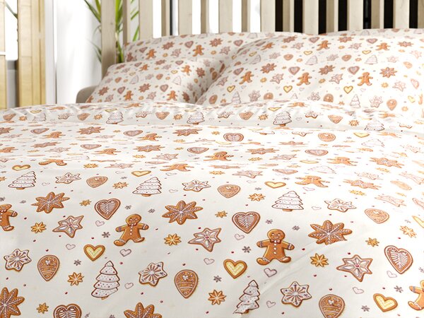 Pamut ágynemű GINGERBREAD JOY bézs Ágyneműhuzat mérete: 70 x 90 cm | 140 x 220 cm