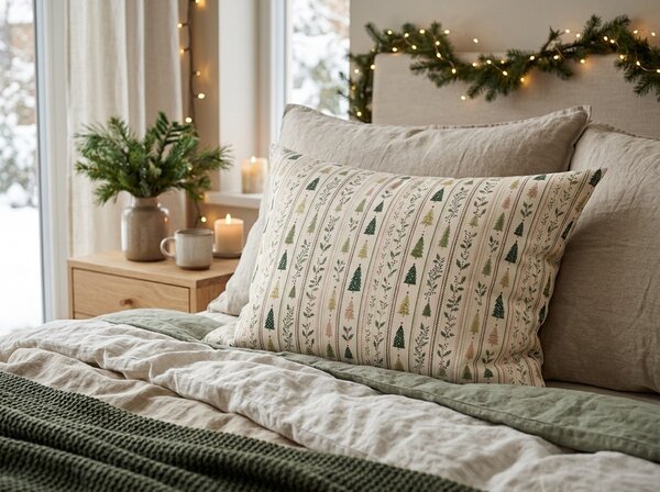 Pamut párnahuzat HOLLY PINES 50x70 cm, színes