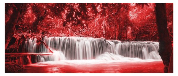 Kép - Vízesés, piros (120x50 cm)