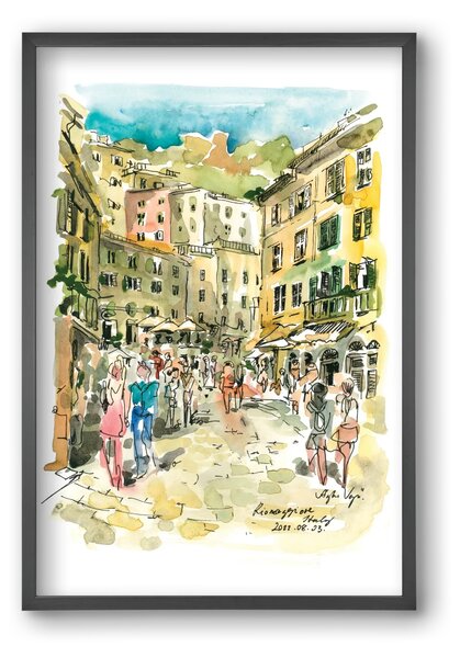 RIOMAGGIORE, Cinque Terre, Italy - 2022.08.03. - falikép keretben | artbridge