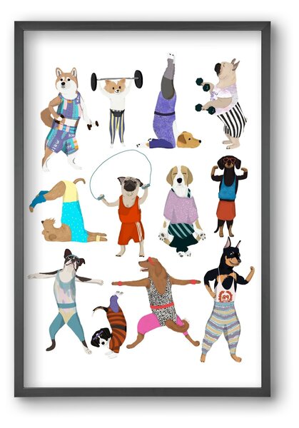 Dogs at the gym - falikép keretben | artbridge
