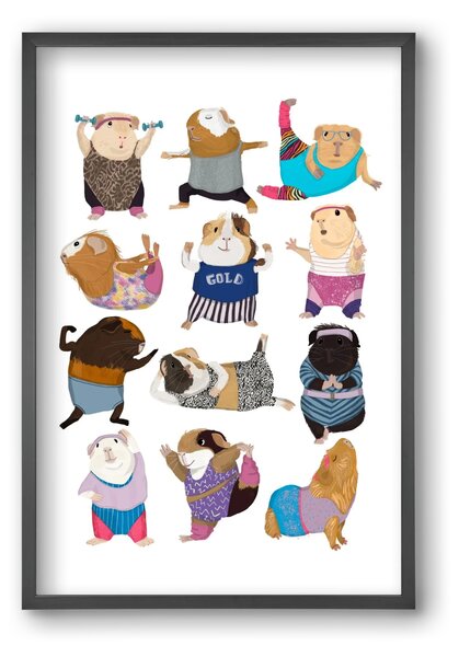 Guinea Pigs doing Aerobic - falikép keretben | artbridge