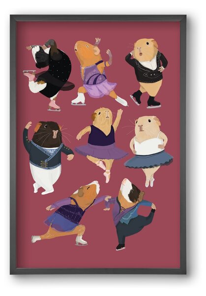 Guinea Pigs doing ballet and ice skating - falikép keretben | artbridge