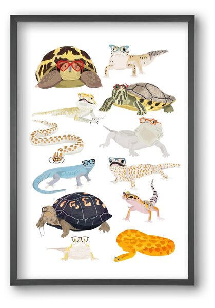 Reptiles in glasses print - falikép keretben | artbridge