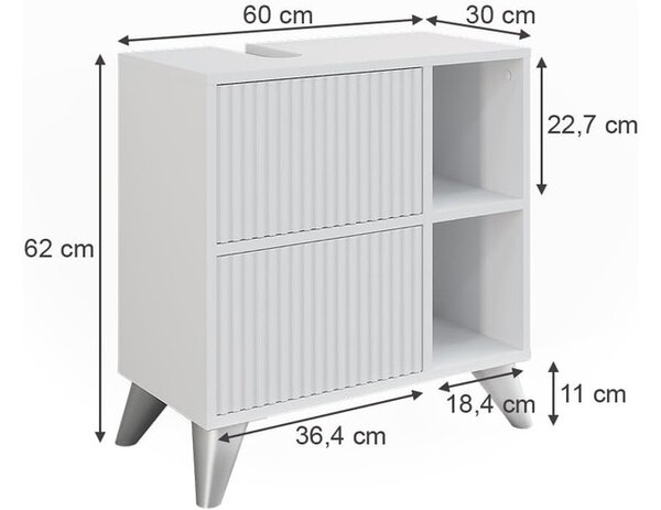 Vicco Leano fehér mosdó alatti szekrény – 60 × 62 × 30 cm
