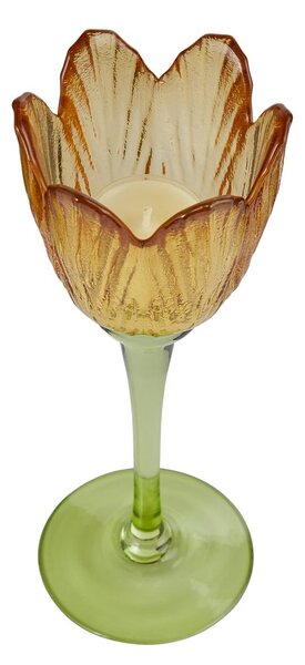 TULIP üveg mécsestartó tulipán sárga 23 cm
