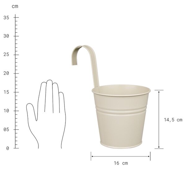 ZINC felakasztható kaspó Ø16 cm, bézs