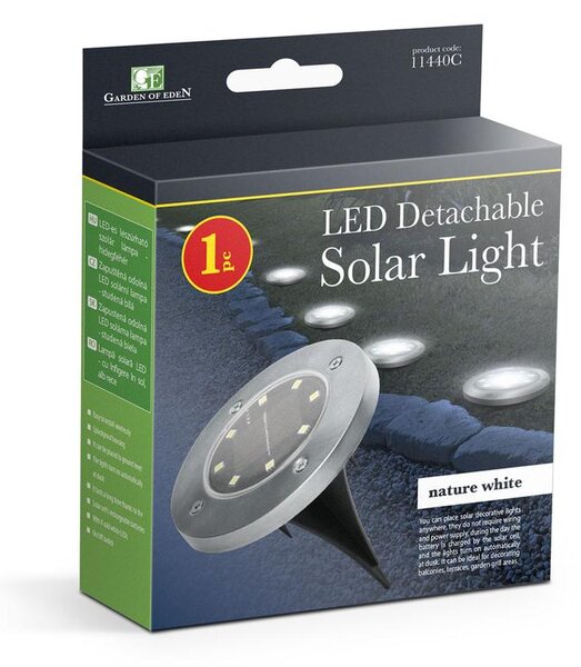 LED-es leszúrható szolár lámpa - kör alakú - középfehér - 12 cm