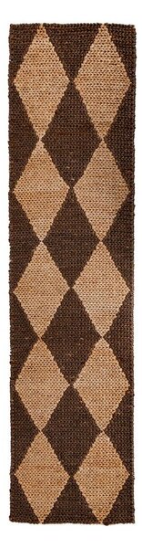 Barna-natúr színű kézi szövésű jutakeverék futószőnyeg 60x230 cm Effie Diamond – Flair Rugs
