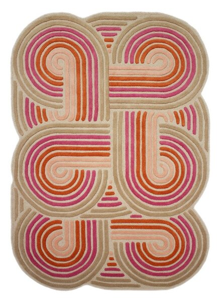 Rózsaszín kézi szövésű gyapjú szőnyeg 160x230 cm Spiral Shaped – Flair Rugs