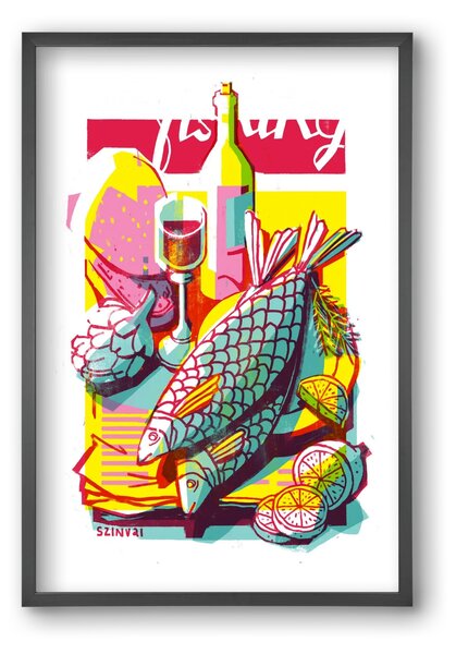 Still-life with fish - falikép keretben | artbridge