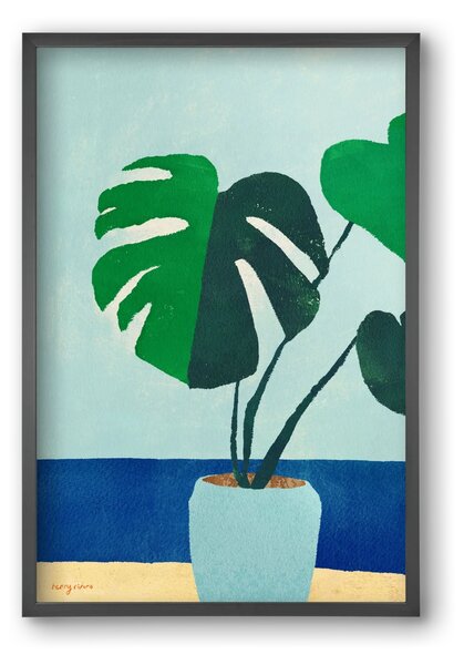 Monstera blues - falikép keretben | artbridge