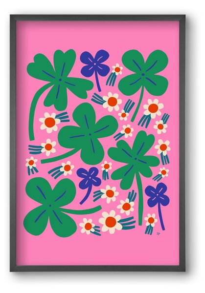 Happy Clovers and Flowers - falikép keretben | artbridge