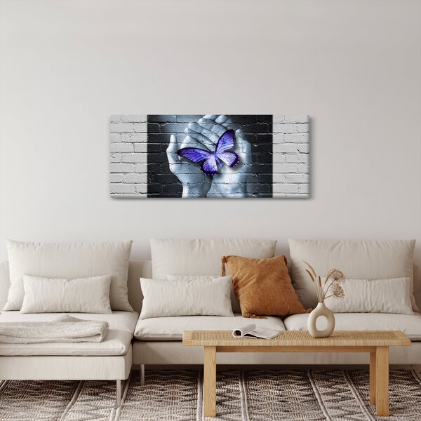 Kép - Lila pillangó a falon (120x50 cm)