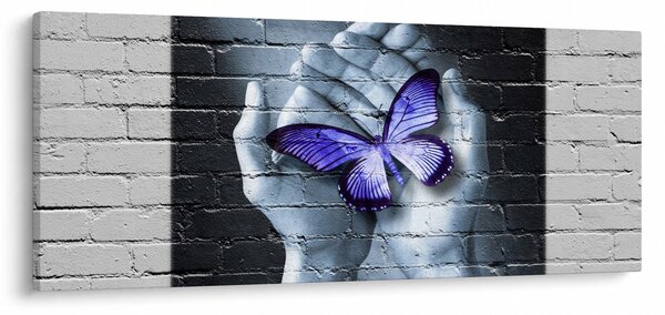Kép - Lila pillangó a falon (120x50 cm)