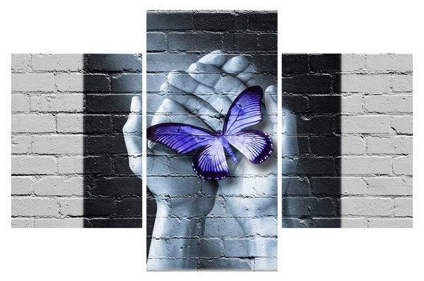 Kép - Lila pillangó a falon (90x60 cm)