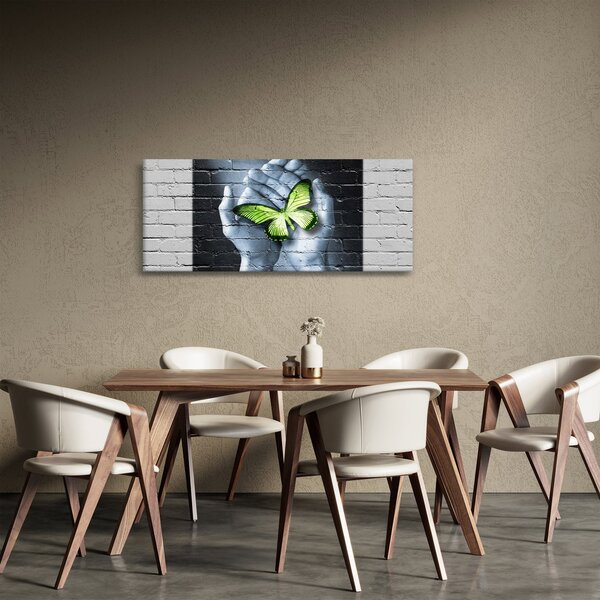 Kép - Zöld pillangó a falon (120x50 cm)