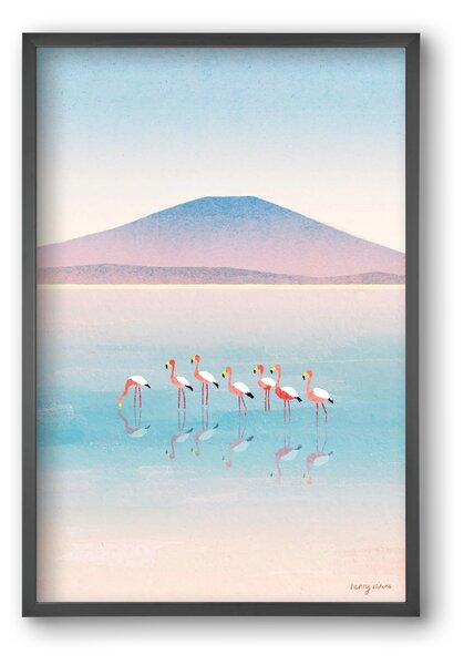 Flamingos - falikép keretben | artbridge