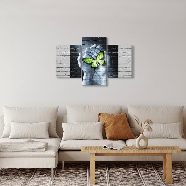 Kép - Zöld pillangó a falon (90x60 cm)