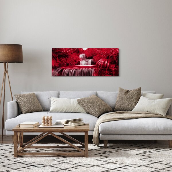 Kép - Indonéziai vízesések piros színben (120x50 cm)