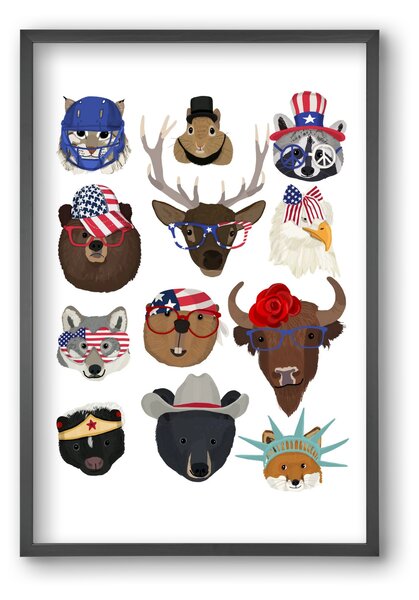 Animals of the planet USA - falikép keretben | artbridge