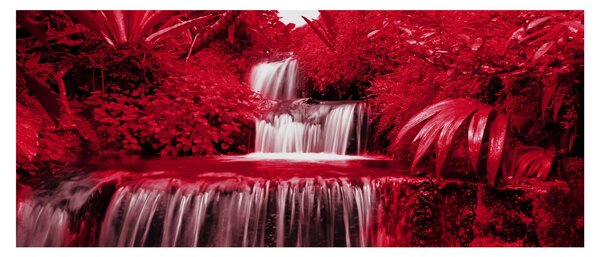 Kép - Indonéziai vízesések piros színben (120x50 cm)