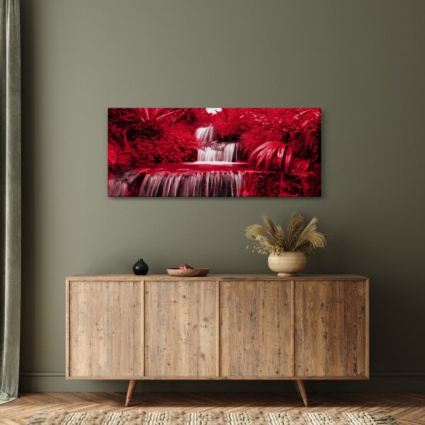 Kép - Indonéziai vízesések piros színben (120x50 cm)