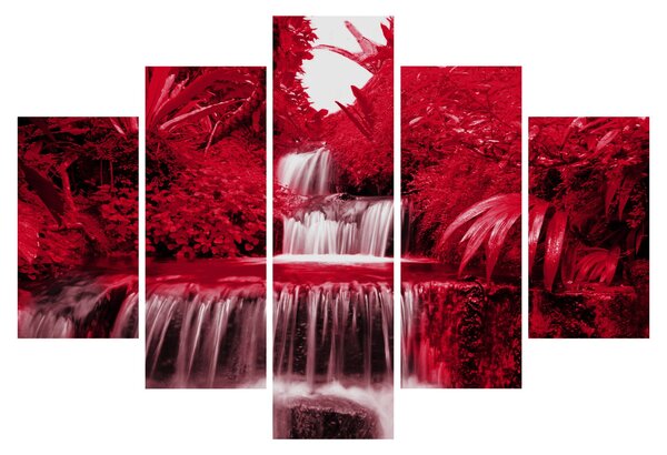 Kép - Indonéziai vízesések piros színben (150x105 cm)