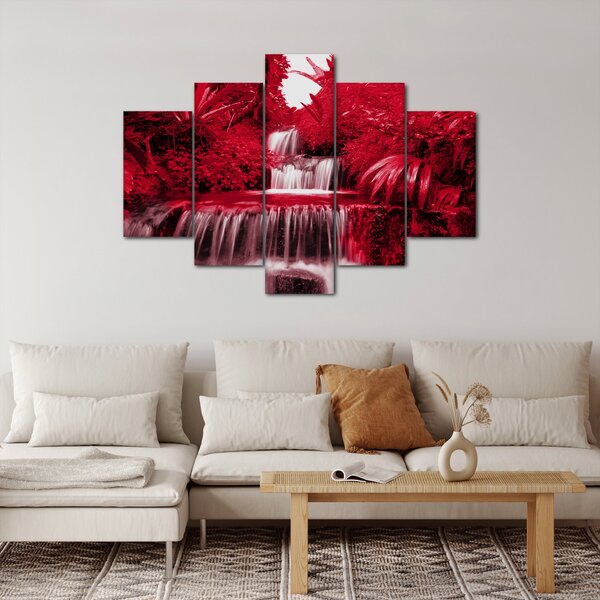 Kép - Indonéziai vízesések piros színben (150x105 cm)