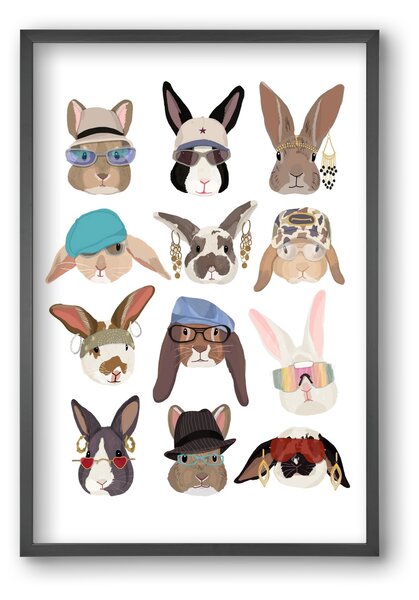 Rabbits wearing glasses in the 2000's - falikép keretben | artbridge