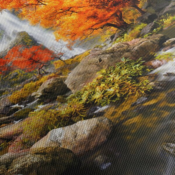 Kép - Vízesések őszi tájban, narancssárga (70x50 cm)