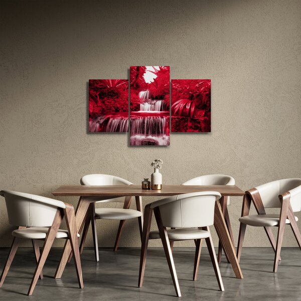 Kép - Indonéziai vízesések piros színben (90x60 cm)