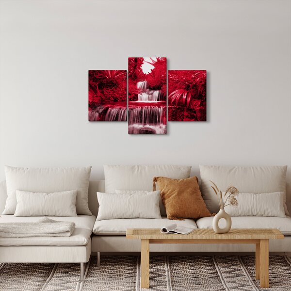 Kép - Indonéziai vízesések piros színben (90x60 cm)