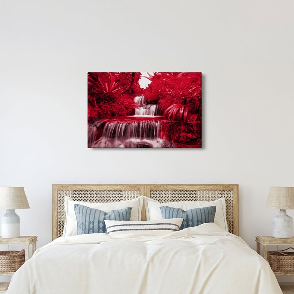 Kép - Indonéziai vízesések piros színben (90x60 cm)