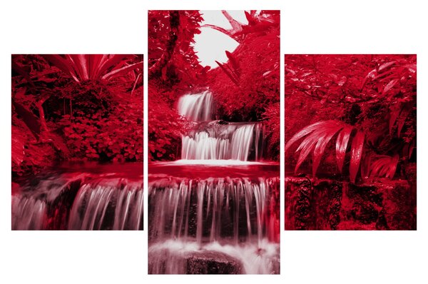 Kép - Indonéziai vízesések piros színben (90x60 cm)