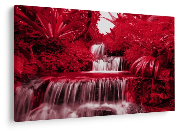 Kép - Indonéziai vízesések piros színben (90x60 cm)