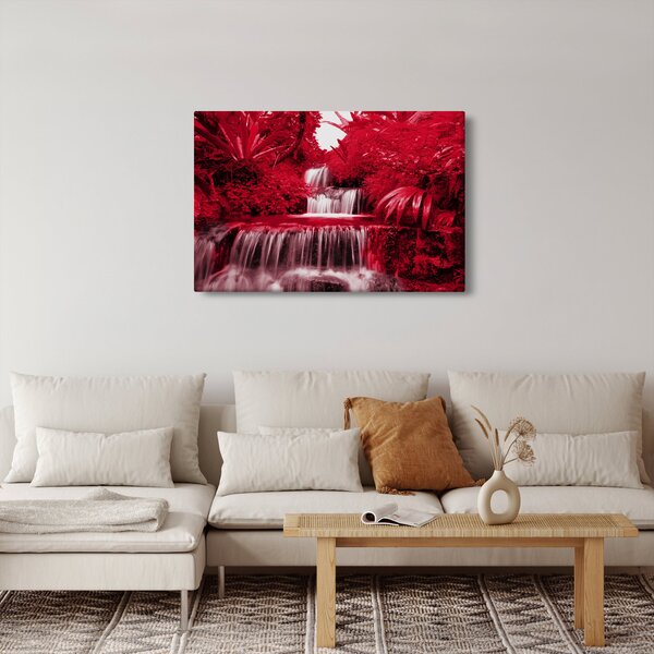 Kép - Indonéziai vízesések piros színben (90x60 cm)